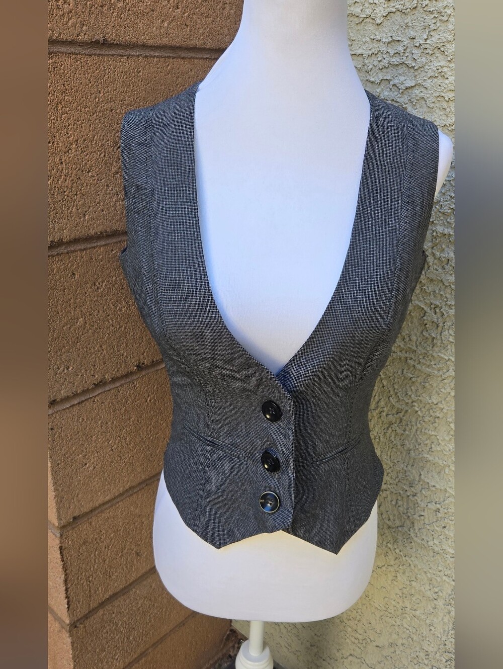 Atmosphere Tailored Gray Button-Front Women's Vest
